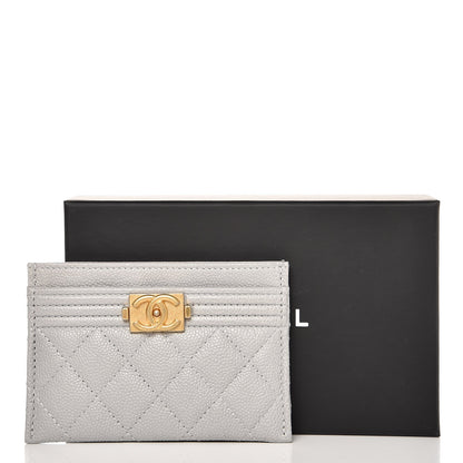 Chanel Caviar Quilted Boy Card Holder Grey 9 of 9