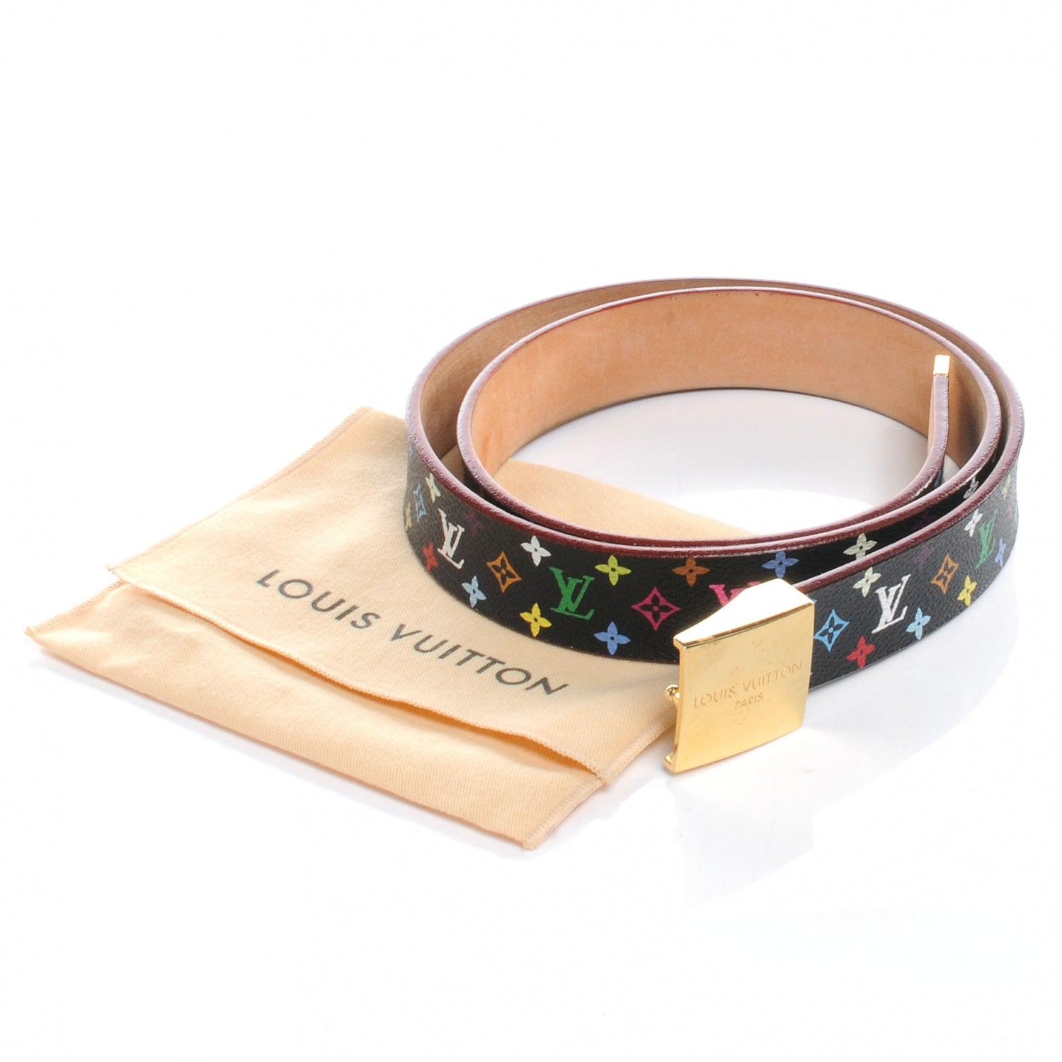 Louis Vuitton Monogram Multicolor Belt Black w Gold 90 36 4 of 7