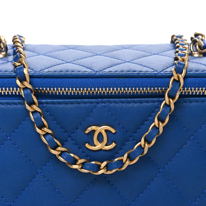 Chanel Lambskin Quilted Pearl Crush Small Vanity Case With Chain Blue 8 of 11