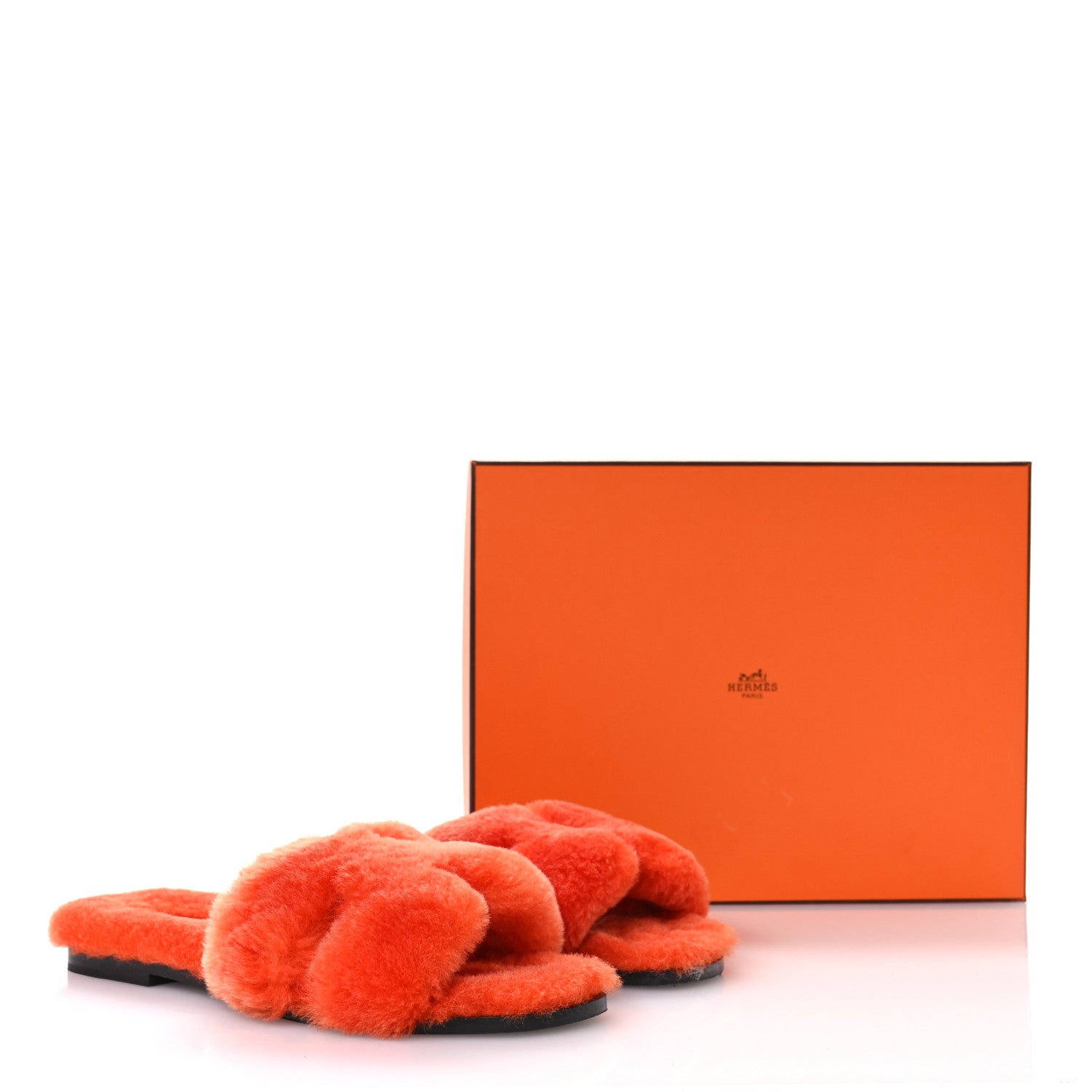 Hermes Woolskin Oran Sandals 37 Orange 8 of 8