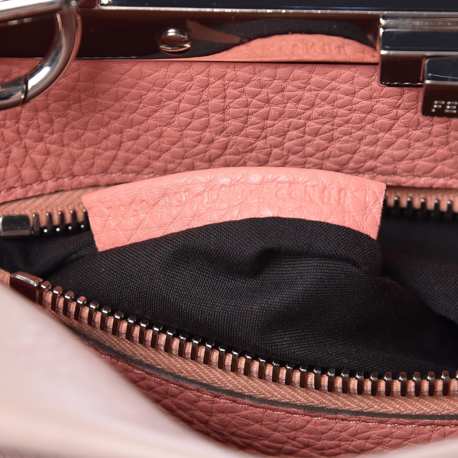Fendi Cuoio Romano Selleria Bi-Color Medium Peekaboo Iconic Satchel Rosa Plaster Pesca 9 of 16
