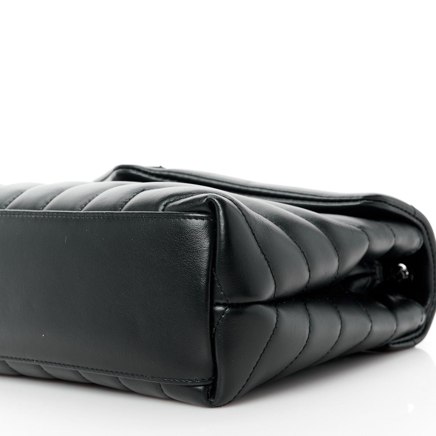 Calfskin Y Quilted Monogram Monochrome Small Loulou Chain Satchel Black