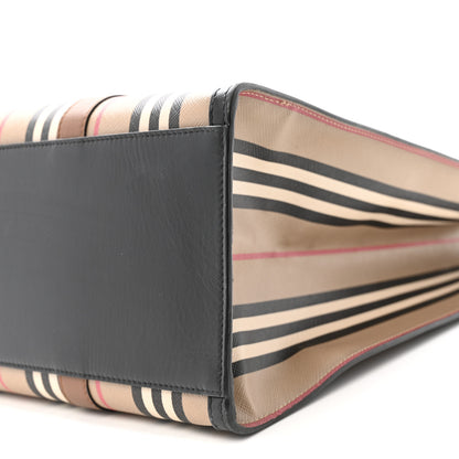 Burberry E-Canvas Stripe Book Tote Tan Archive Beige 10 of 15