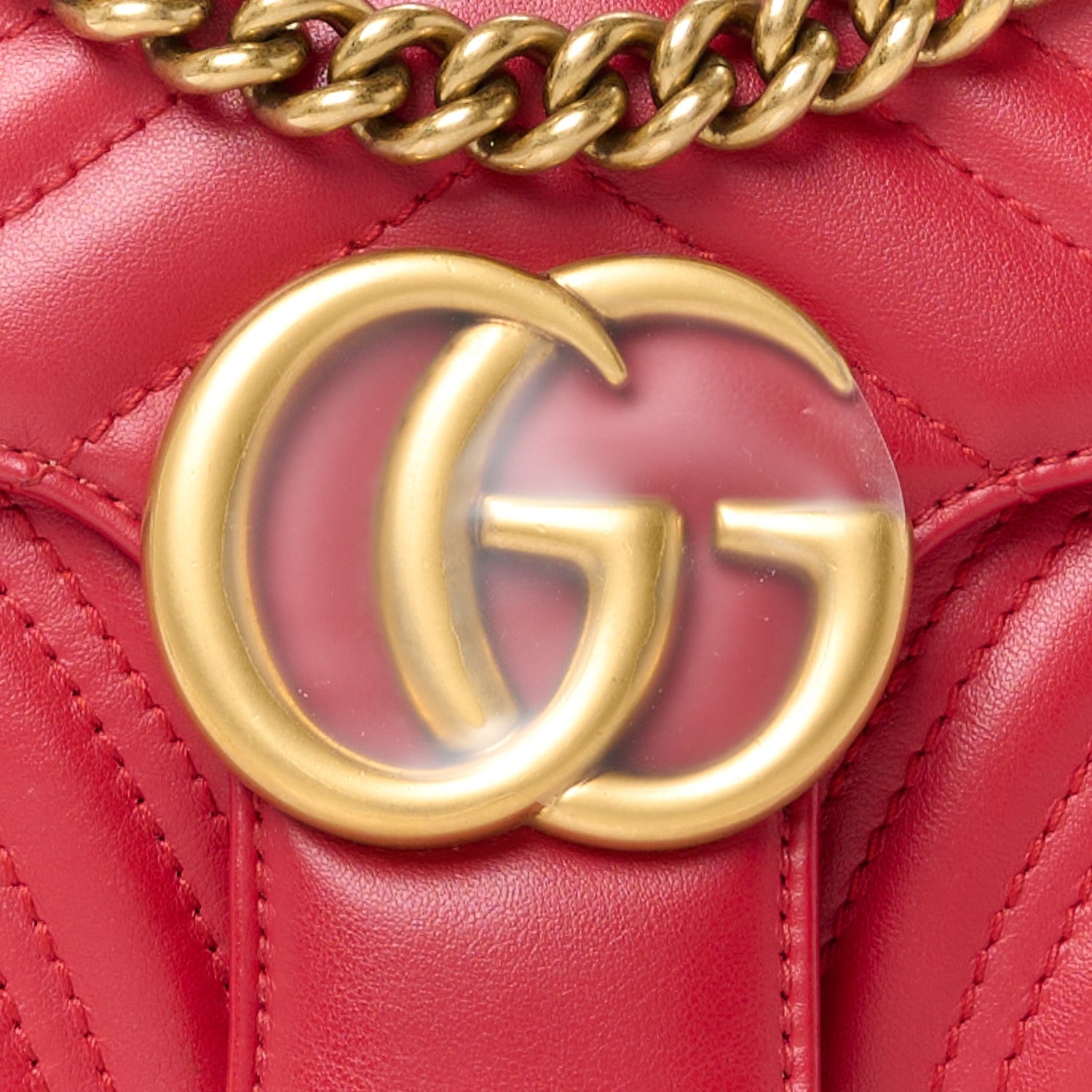 Gucci Calfskin Matelasse Small GG Marmont Shoulder Bag Hibiscus Red 9 of 12