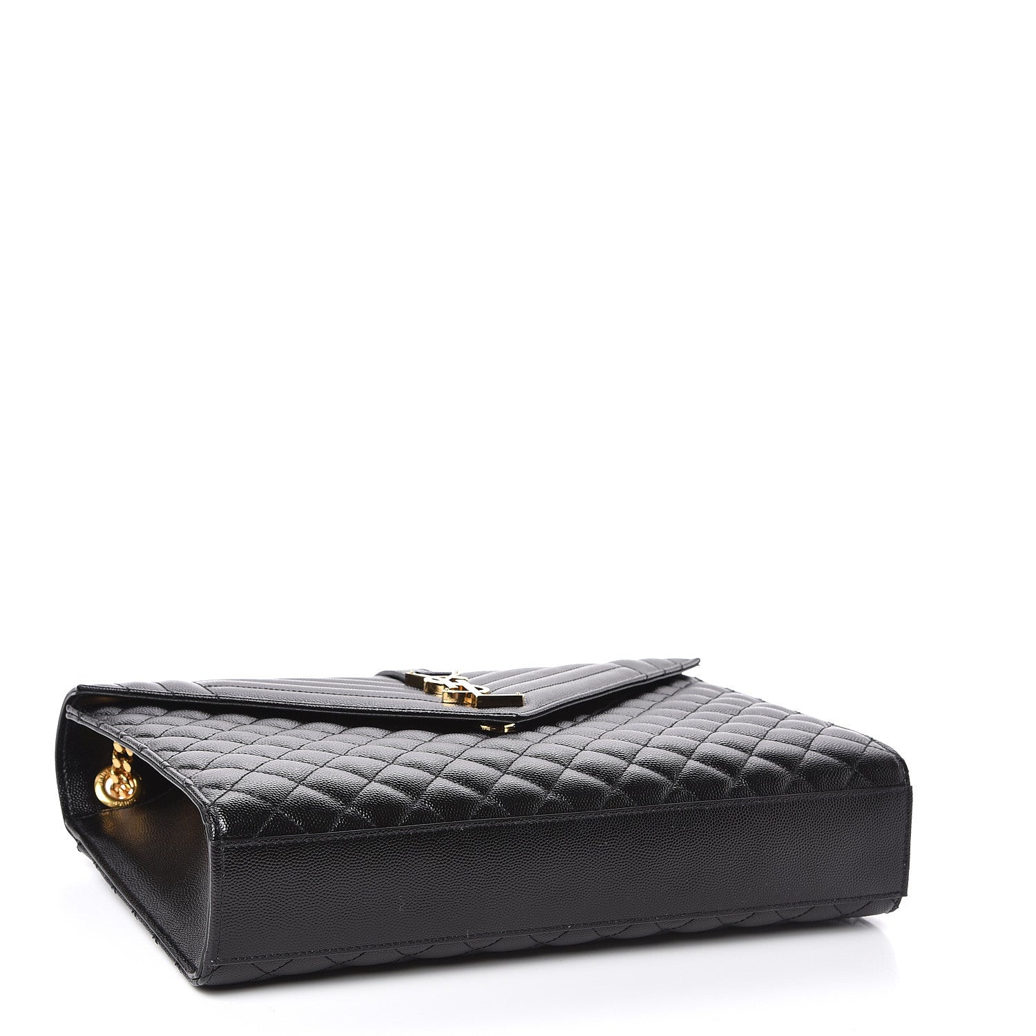 Saint Laurent Grain De Poudre Textured Mixed Matelasse Large Triquilt Monogram Satchel Black 4 of 10