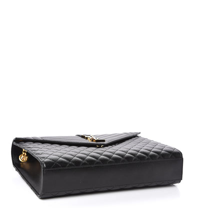Saint Laurent Grain De Poudre Textured Mixed Matelasse Large Triquilt Monogram Satchel Black 4 of 10