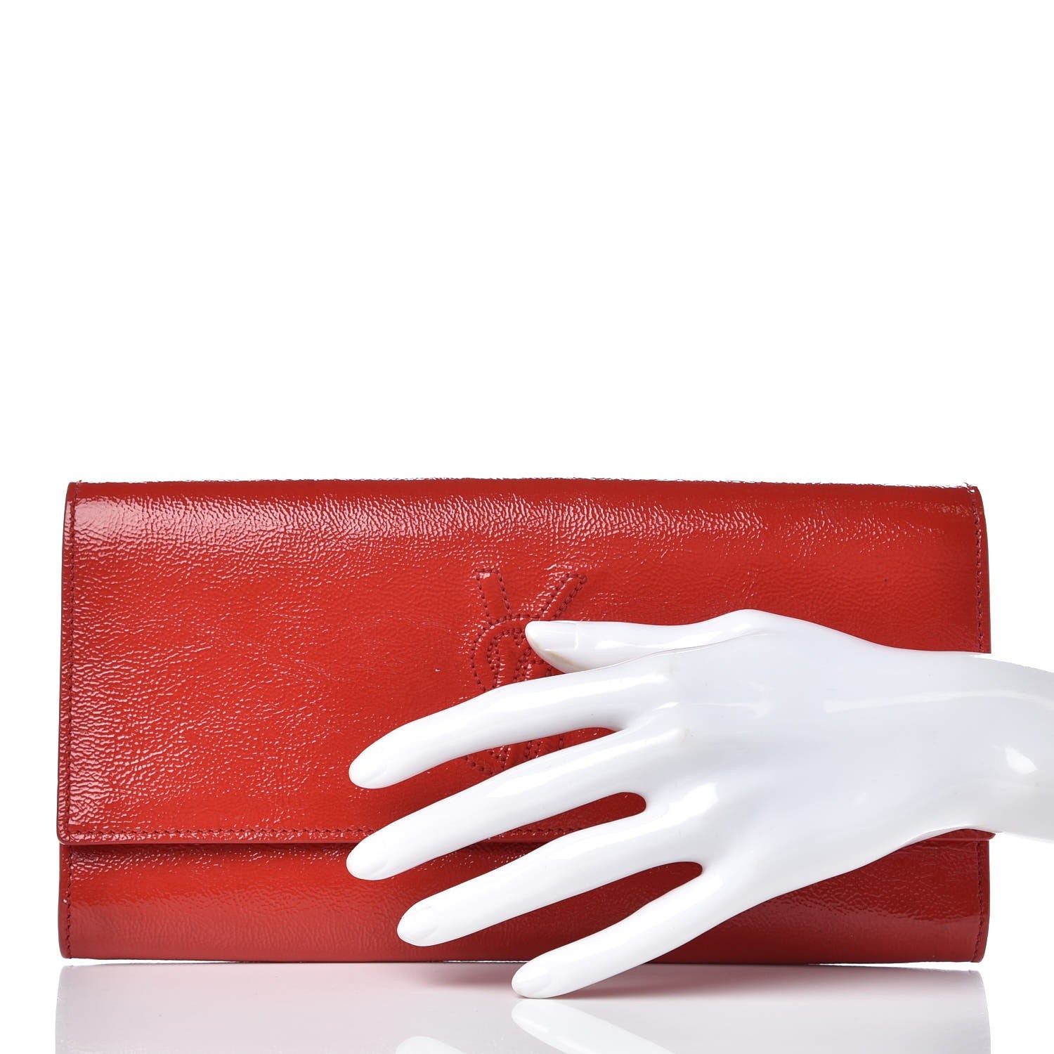 Saint Laurent Textured Patent Small Belle De Jour Clutch Red 2 of 10
