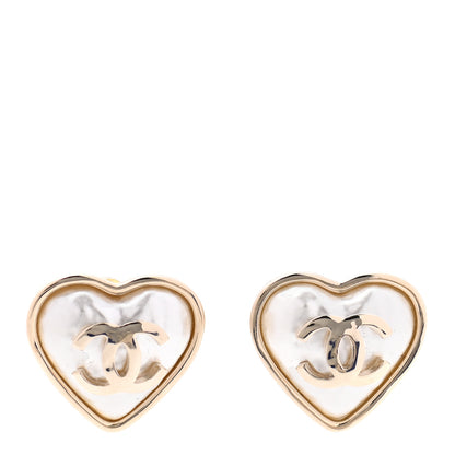 Chanel Pearl CC Heart Earrings Gold 2 of 8