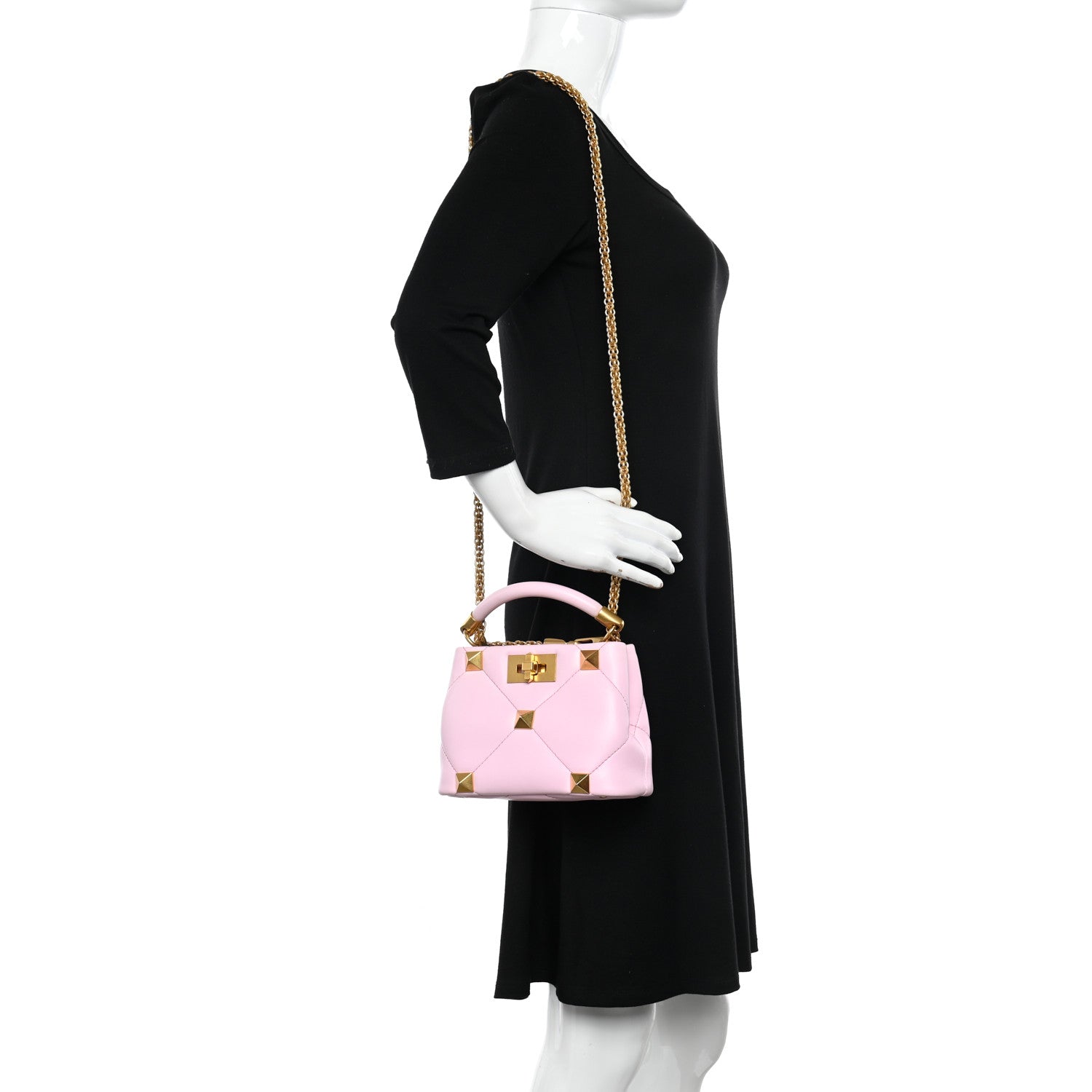 Valentino Garavani Nappa Mini Roman Stud The Handle Bag Pink Borealis 2 of 12