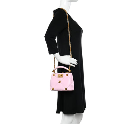 Valentino Garavani Nappa Mini Roman Stud The Handle Bag Pink Borealis 2 of 12