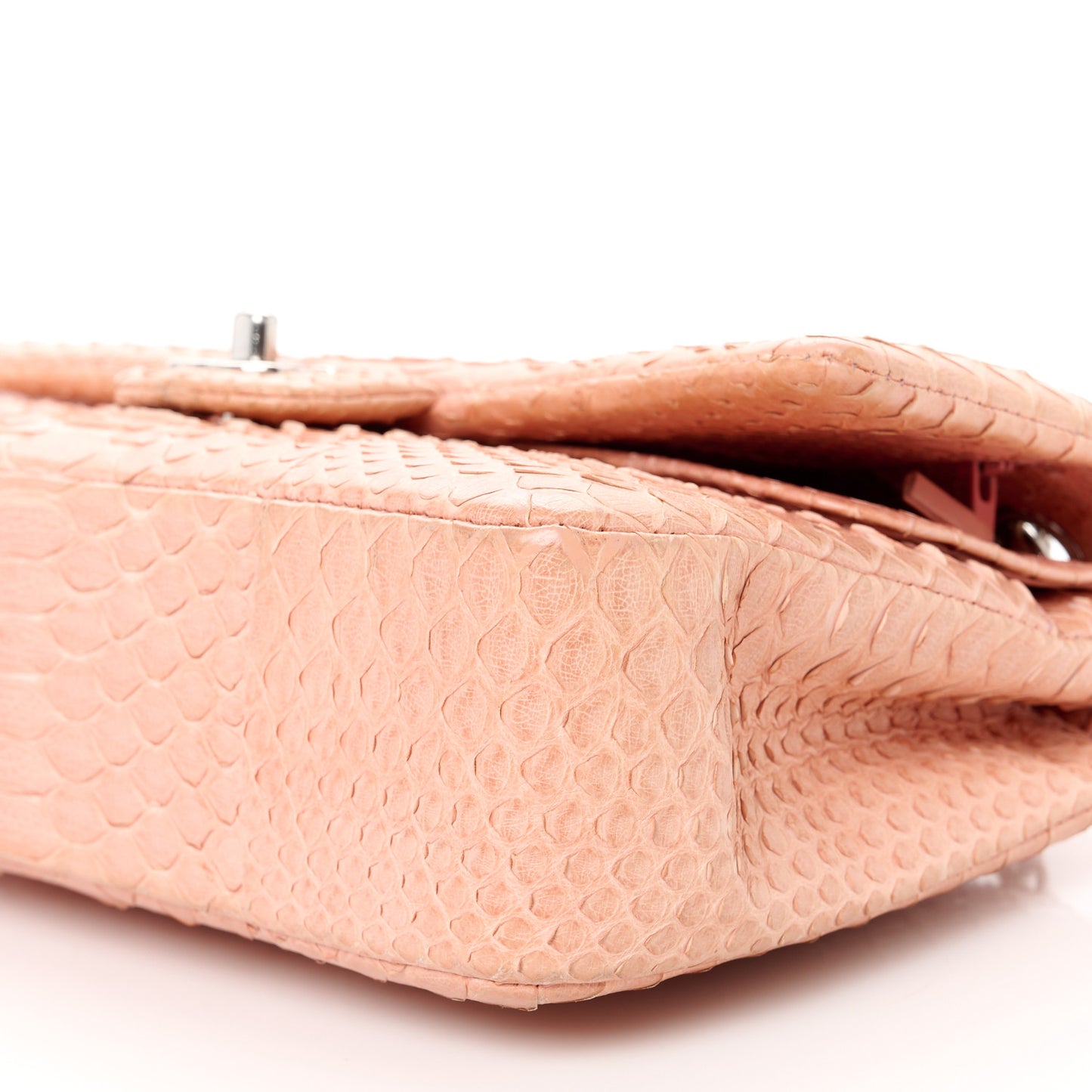 Snakeskin Medium Double Flap Pink