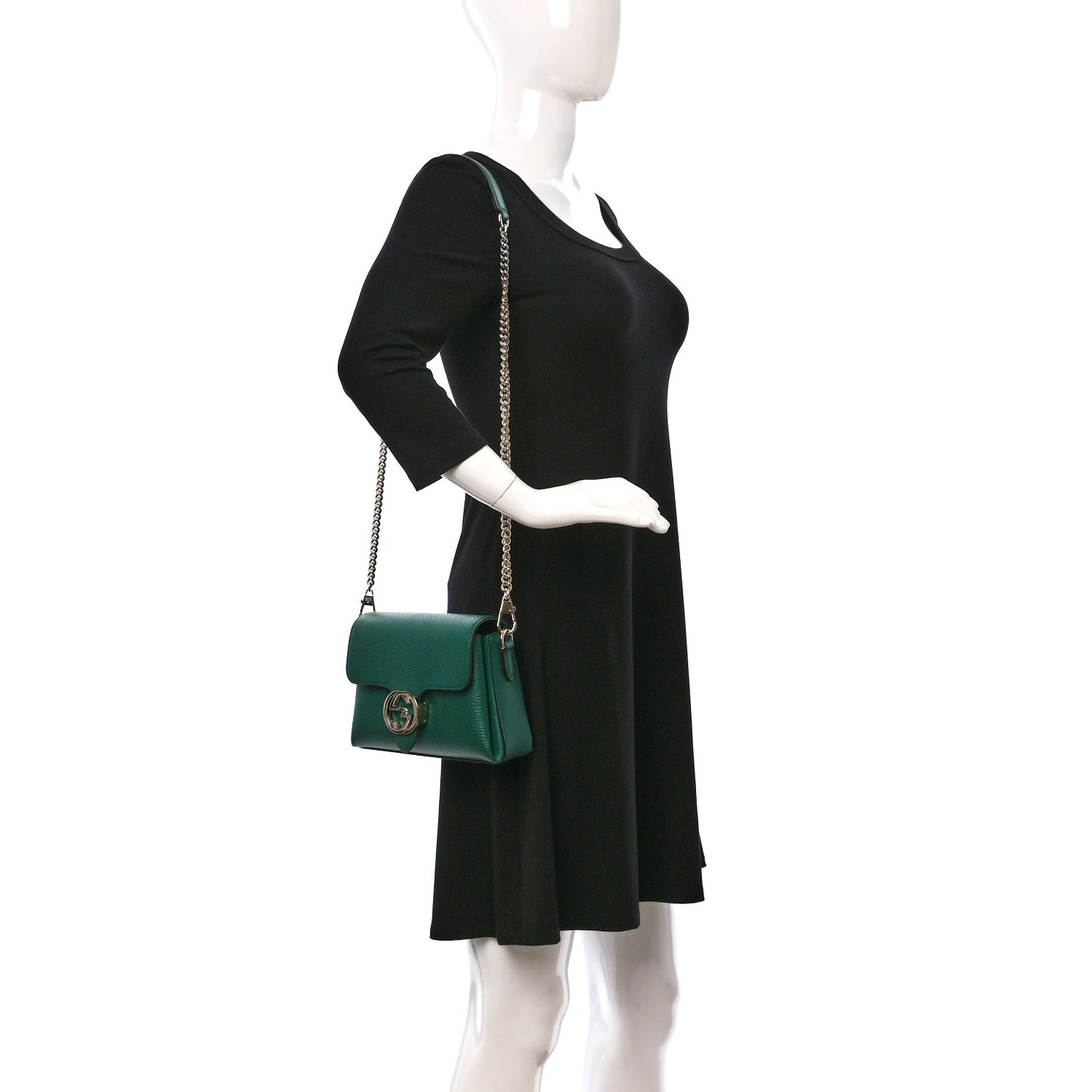 Dollar Calfskin Interlocking G Crossbody Bag Emerald