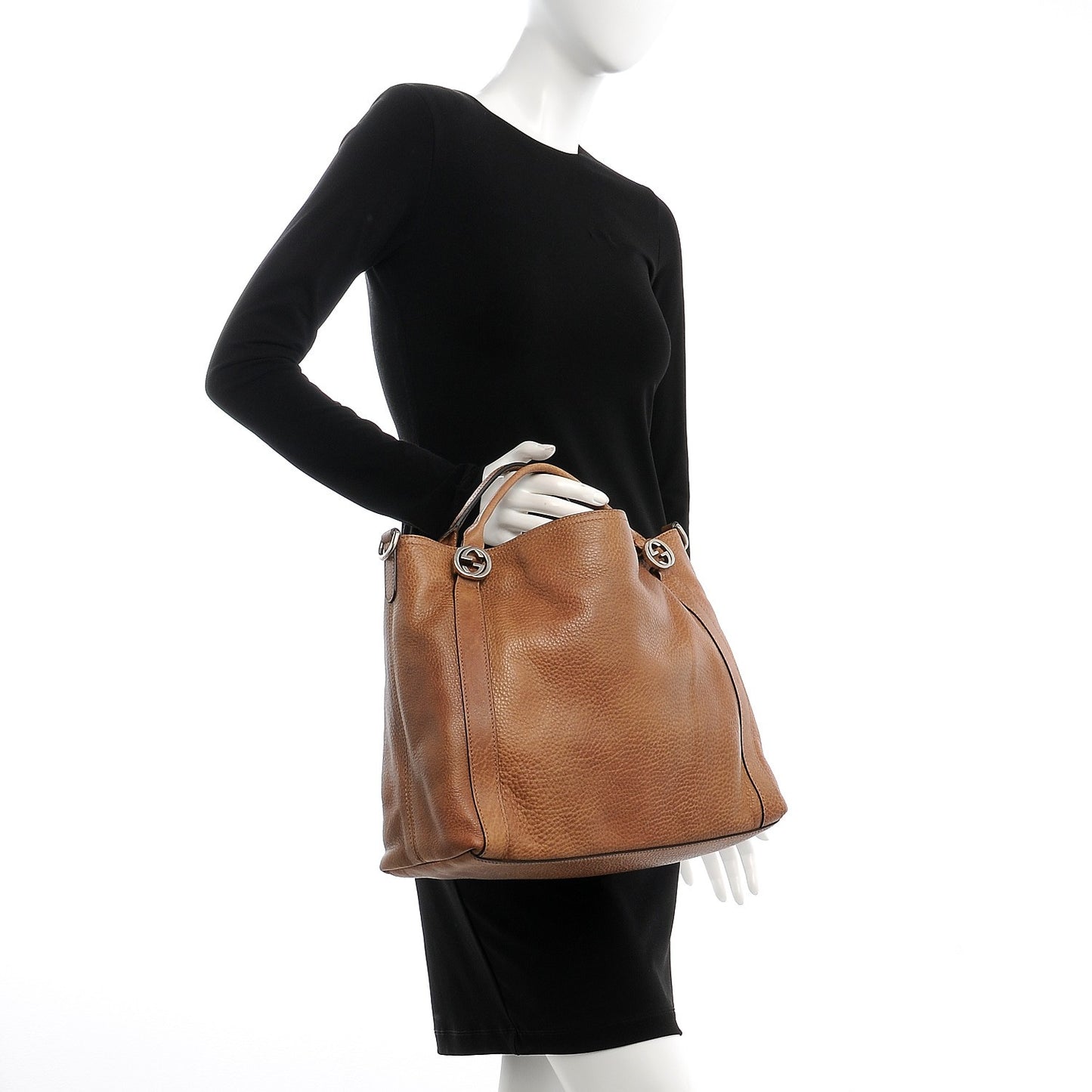 Pebbled Calfskin Medium Miss GG Top Handle Bag Light Cuir