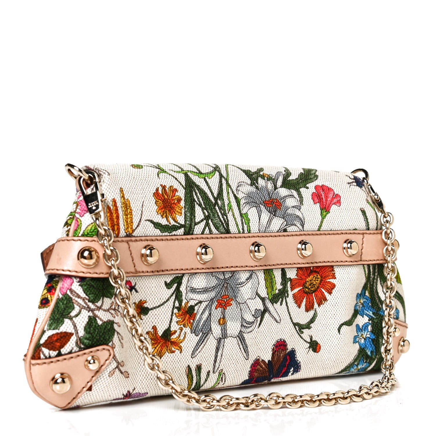 Gucci Canvas Flora Floral Horsebit Clutch 3 of 10