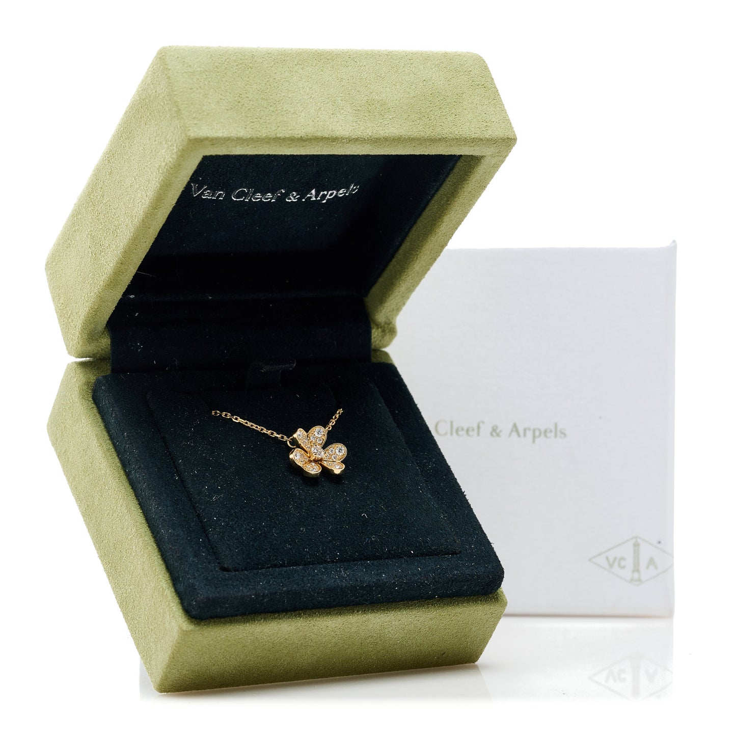 18K Yellow Gold Diamond Mini Frivole Pendant Pave Necklace
