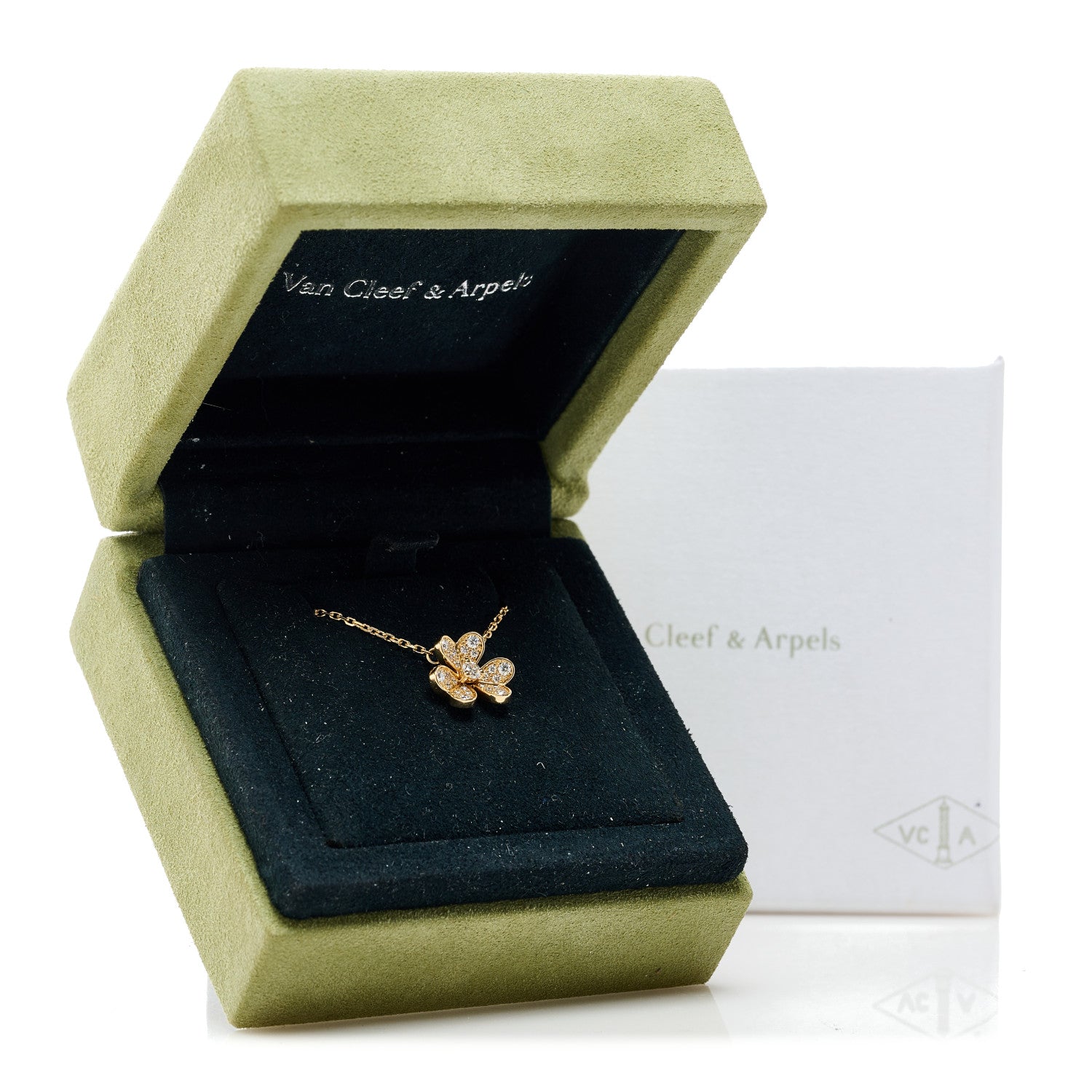 Van Cleef & Arpels 18K Yellow Gold Diamond Mini Frivole Pendant Pave Necklace 6 of 6