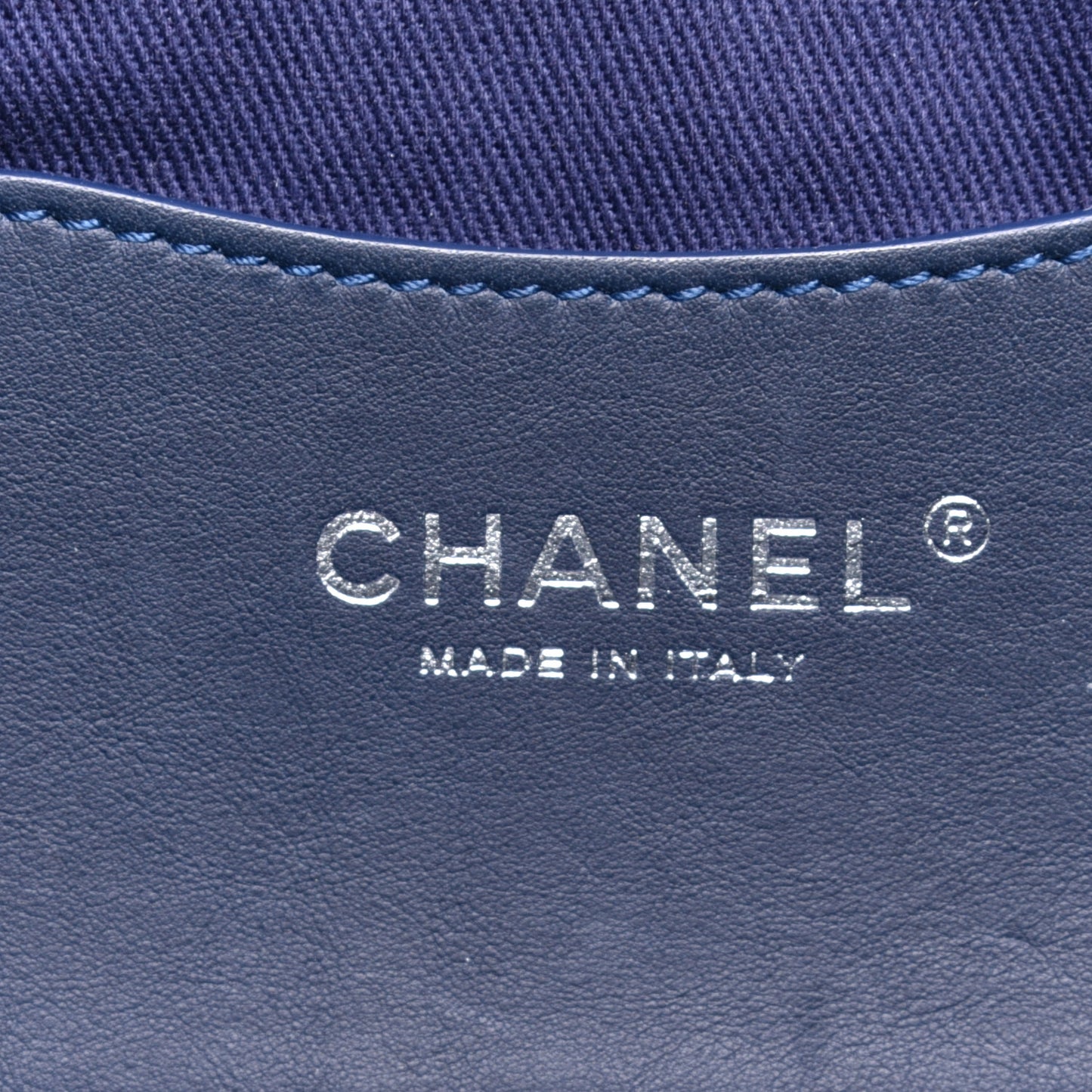 Denim Quilted Camellia Embroidered Medium Flap Blue
