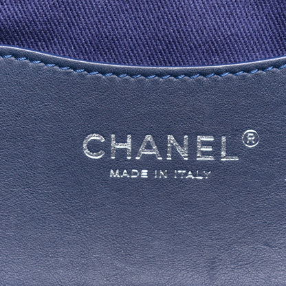 Chanel Denim Quilted Camellia Embroidered Medium Flap Blue 6 of 8