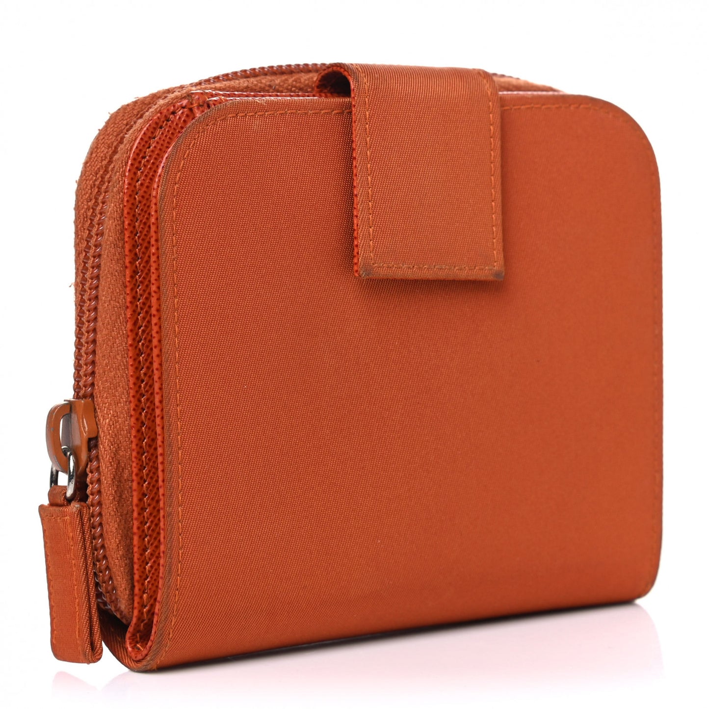 Tessuto Nylon Compact Zip Around Wallet Arancio