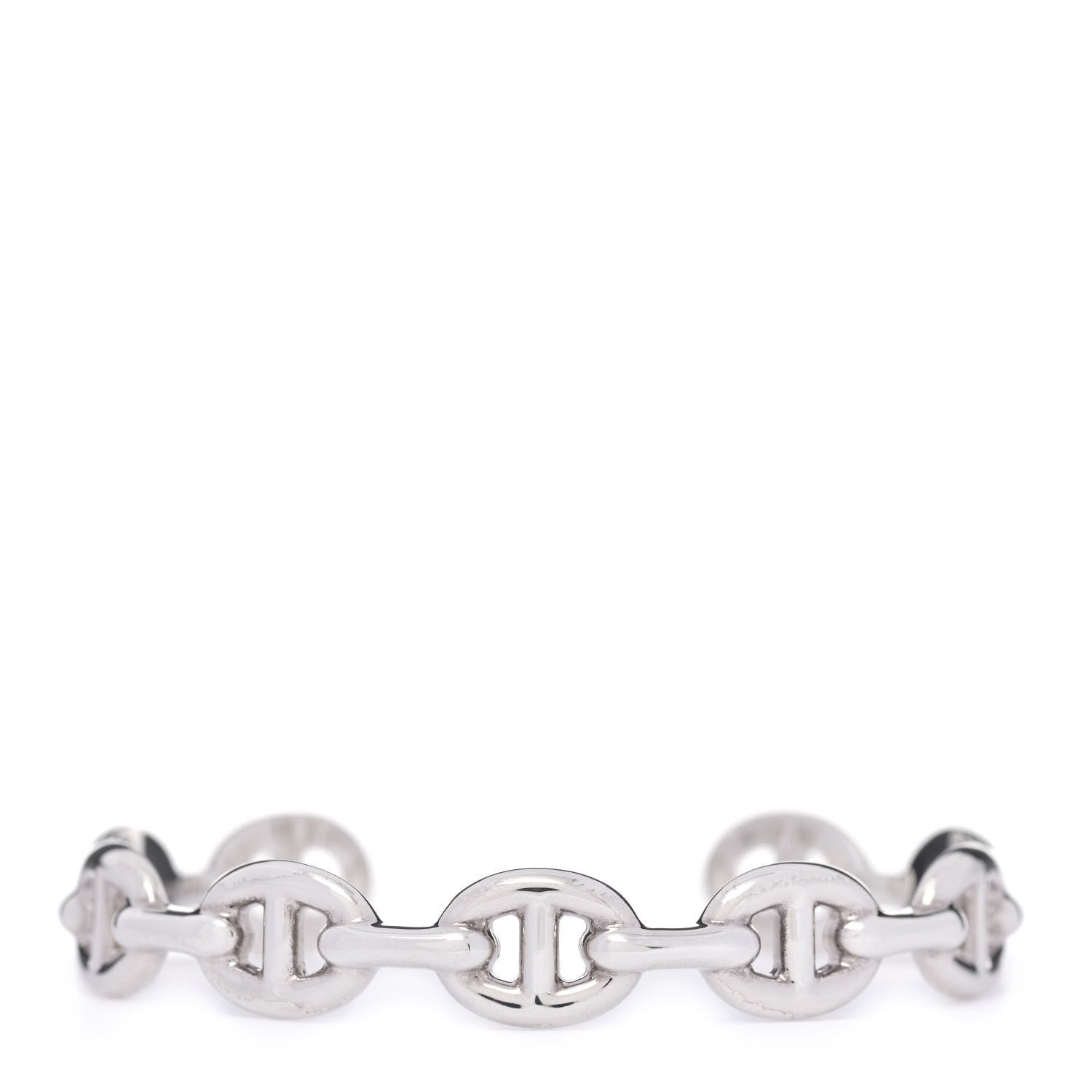 Hermes Sterling Silver MM Chaine d'Ancre Enchainee Cuff Bracelet LG 1 of 5