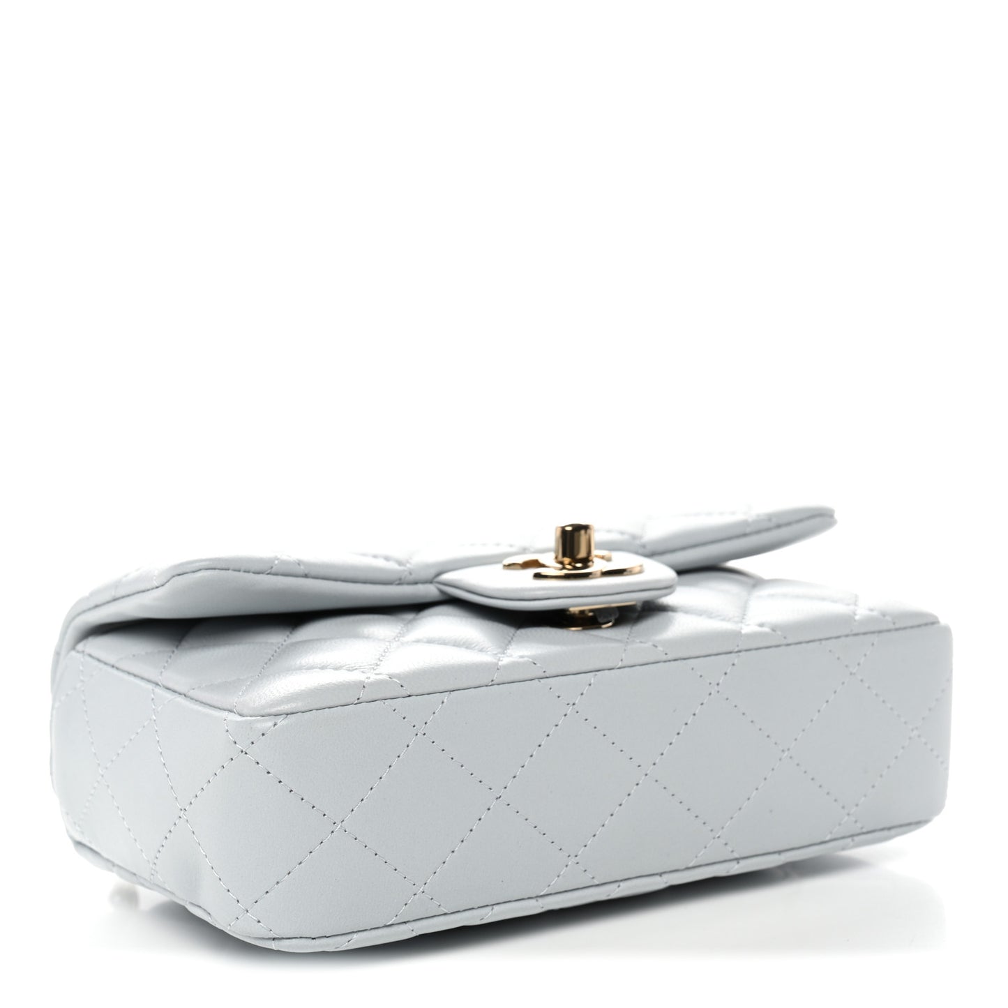 Lambskin Quilted Extra Mini Rectangular Flap Light Blue