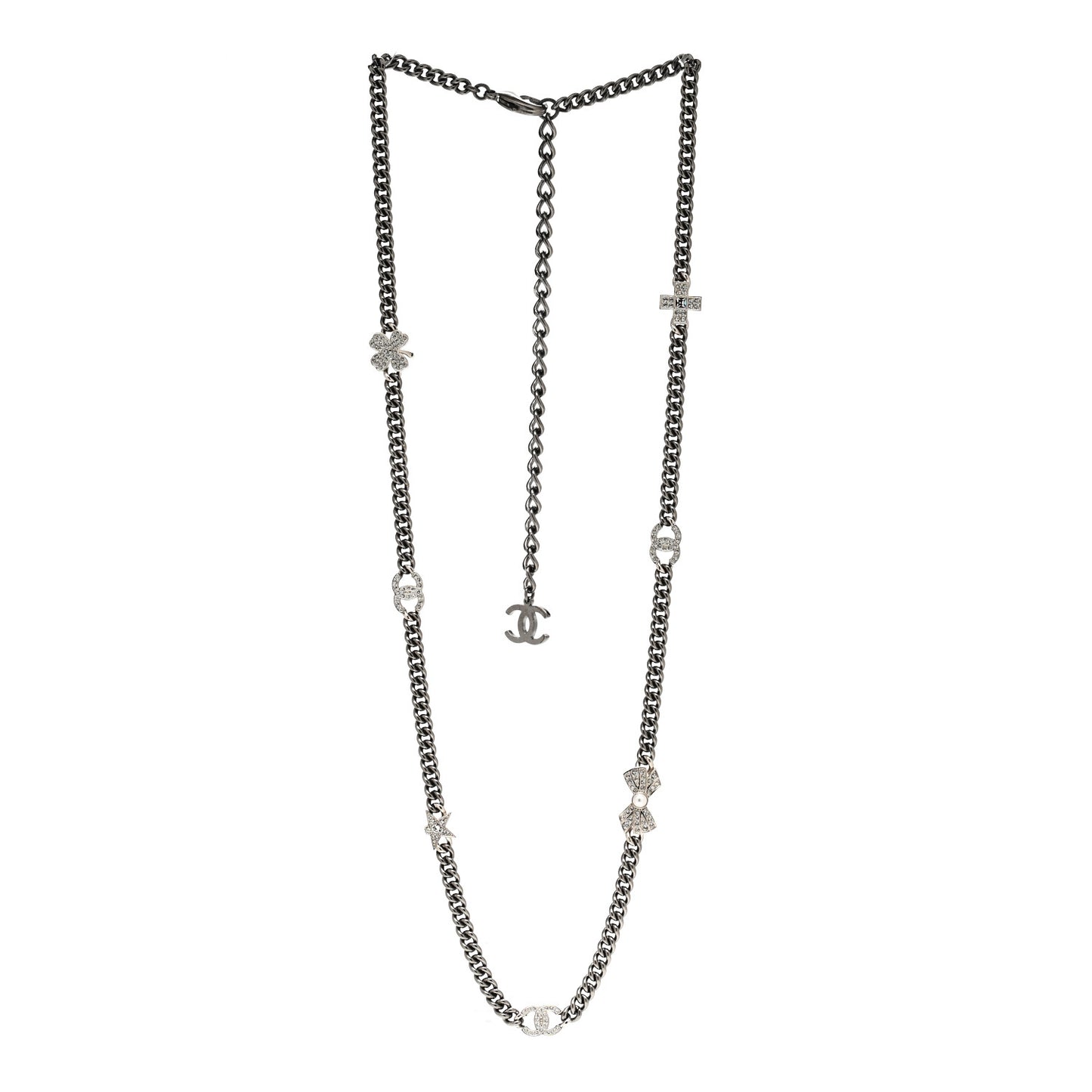 Crystal Lucky Charms Necklace Silver