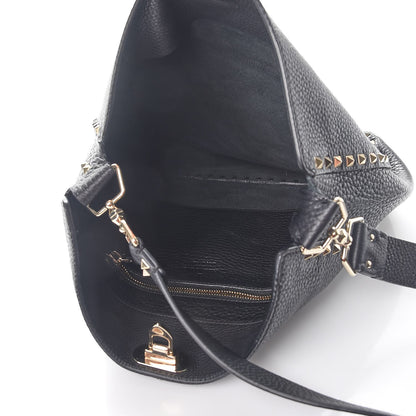 Valentino Garavani Pebbled Calfskin Large Rockstud Flip-Lock Messenger Bag Black 5 of 10