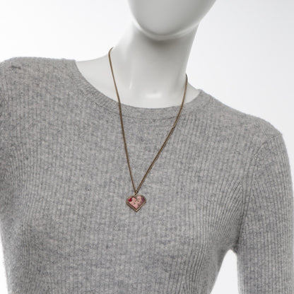 Chanel Enamel Heart CC Charm Necklace Gold 2 of 5