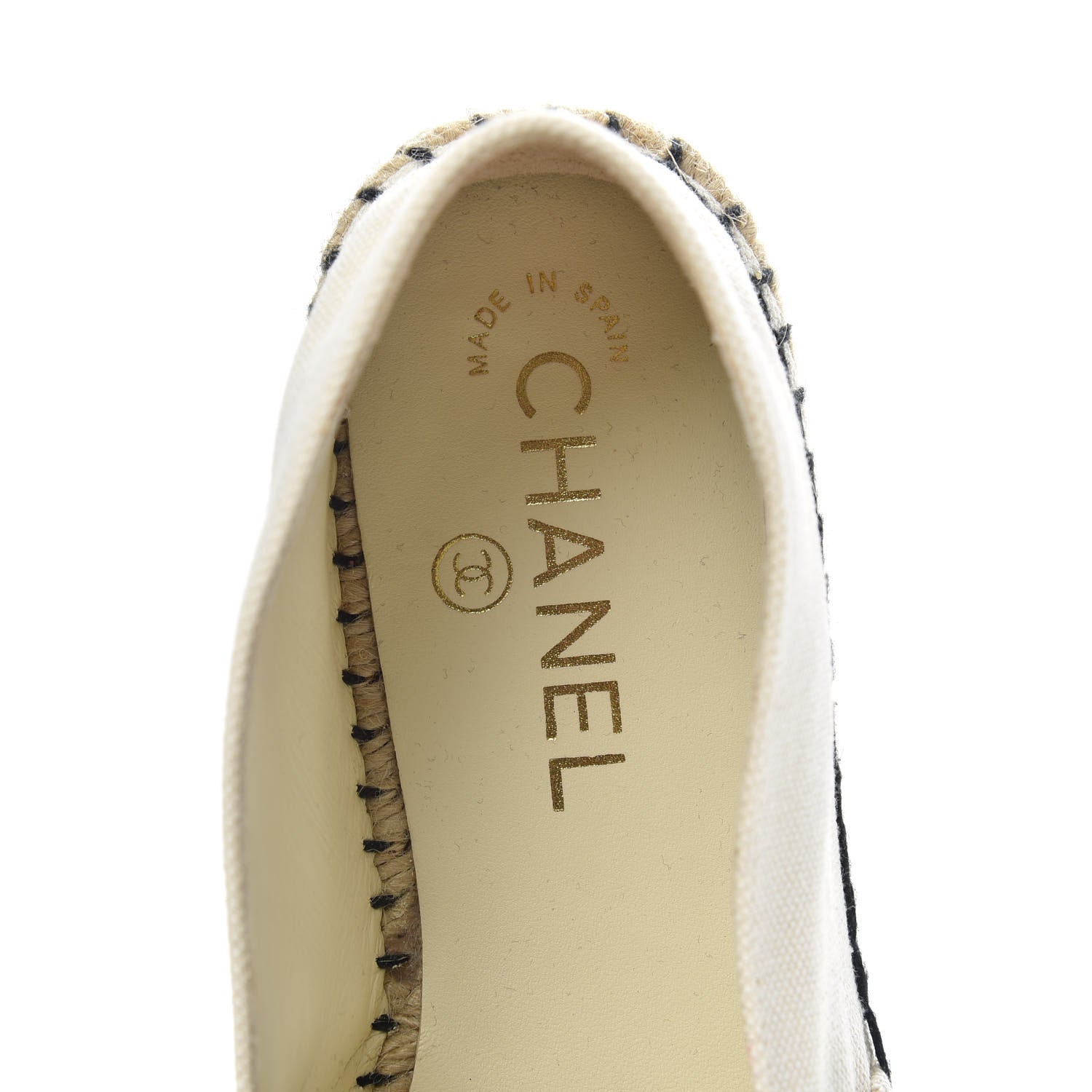 Chanel Fabric Biarritz CC Espadrilles 38 Beige Black 6 of 9
