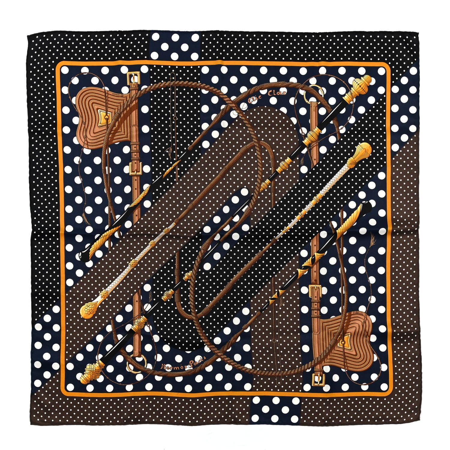 Hermes Silk Clic Clac A Pois Scarf 1 of 7