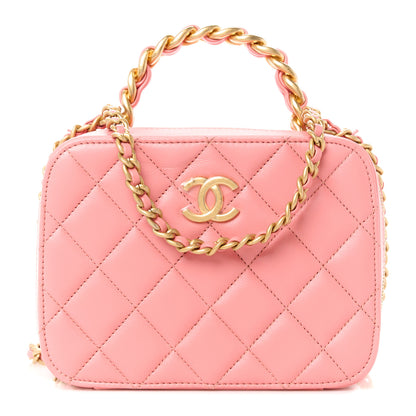 Chanel Lambskin Quilted Top Handle Small Vanity Case Pink 1 of 11