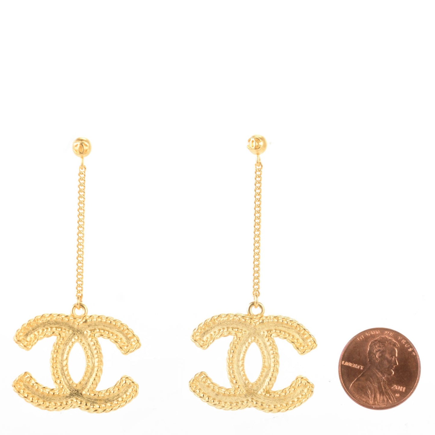CC Drop Earrings Matte Gold