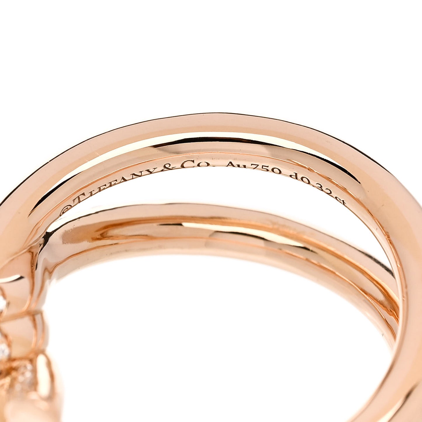 18K Rose Gold Diamond Double Row Knot Ring 53 6.5