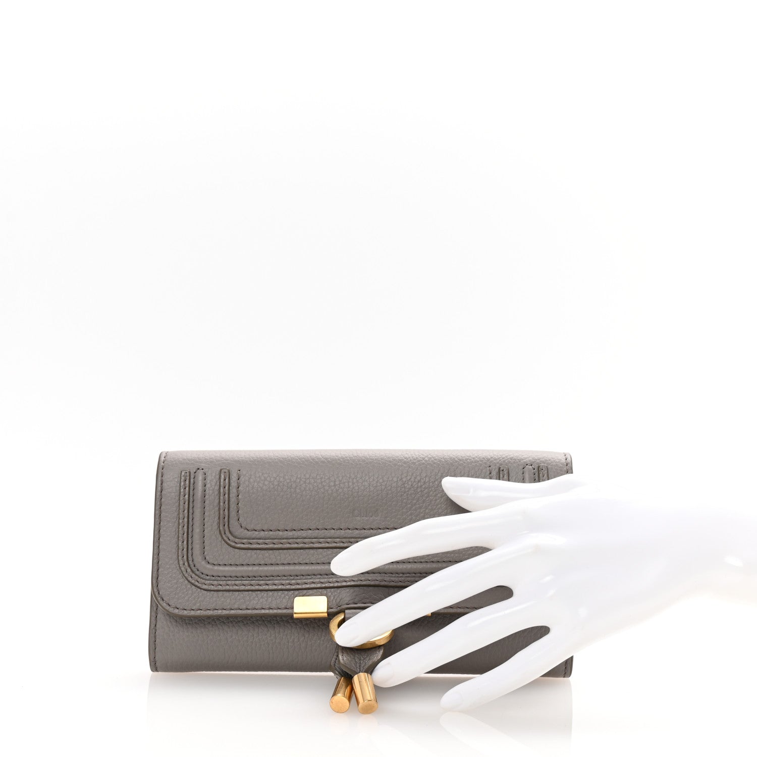 Chloe Calfskin Marcie Long Wallet Cashmere Grey 2 of 7