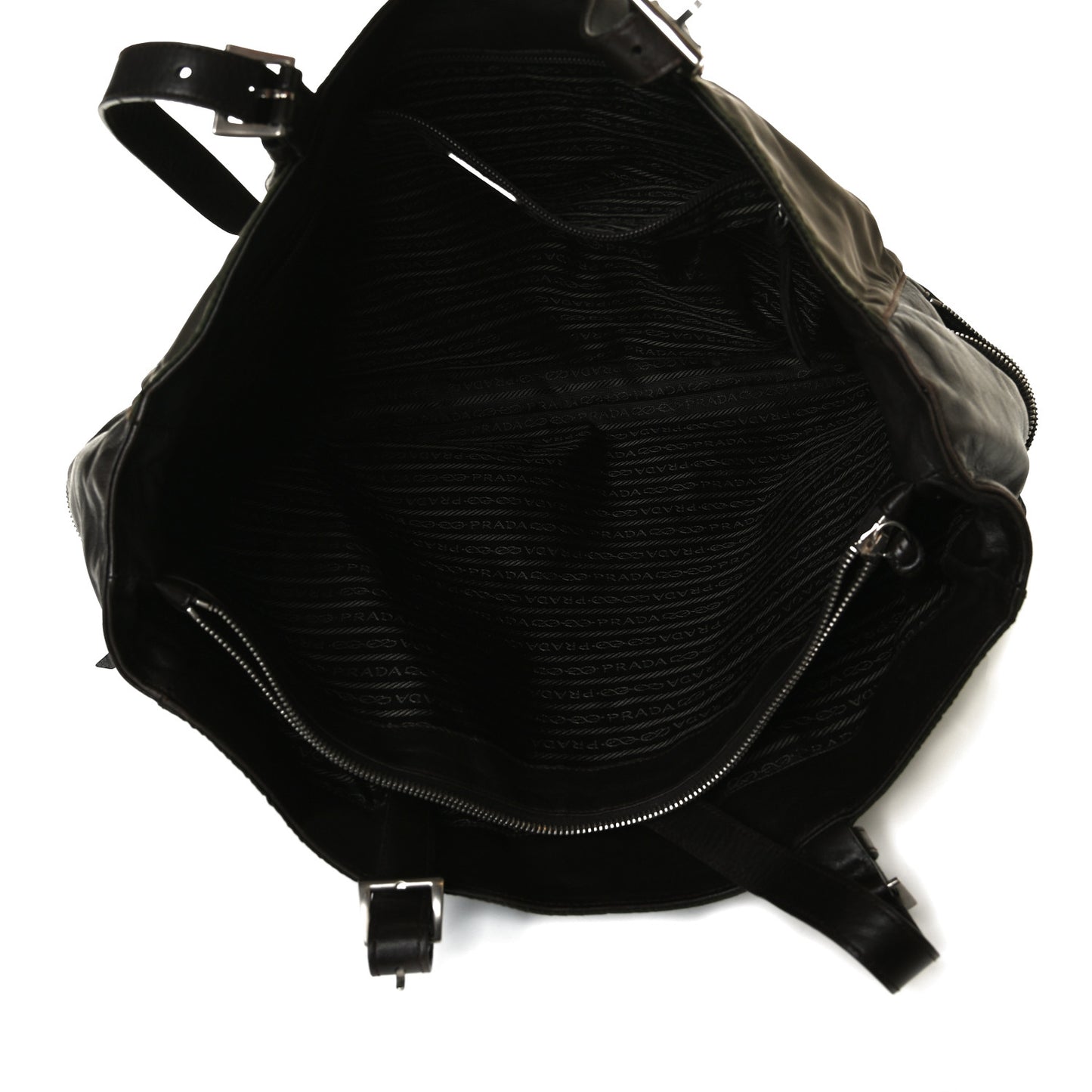 Tessuto Nylon Soft Calfskin Tote Dark Brown