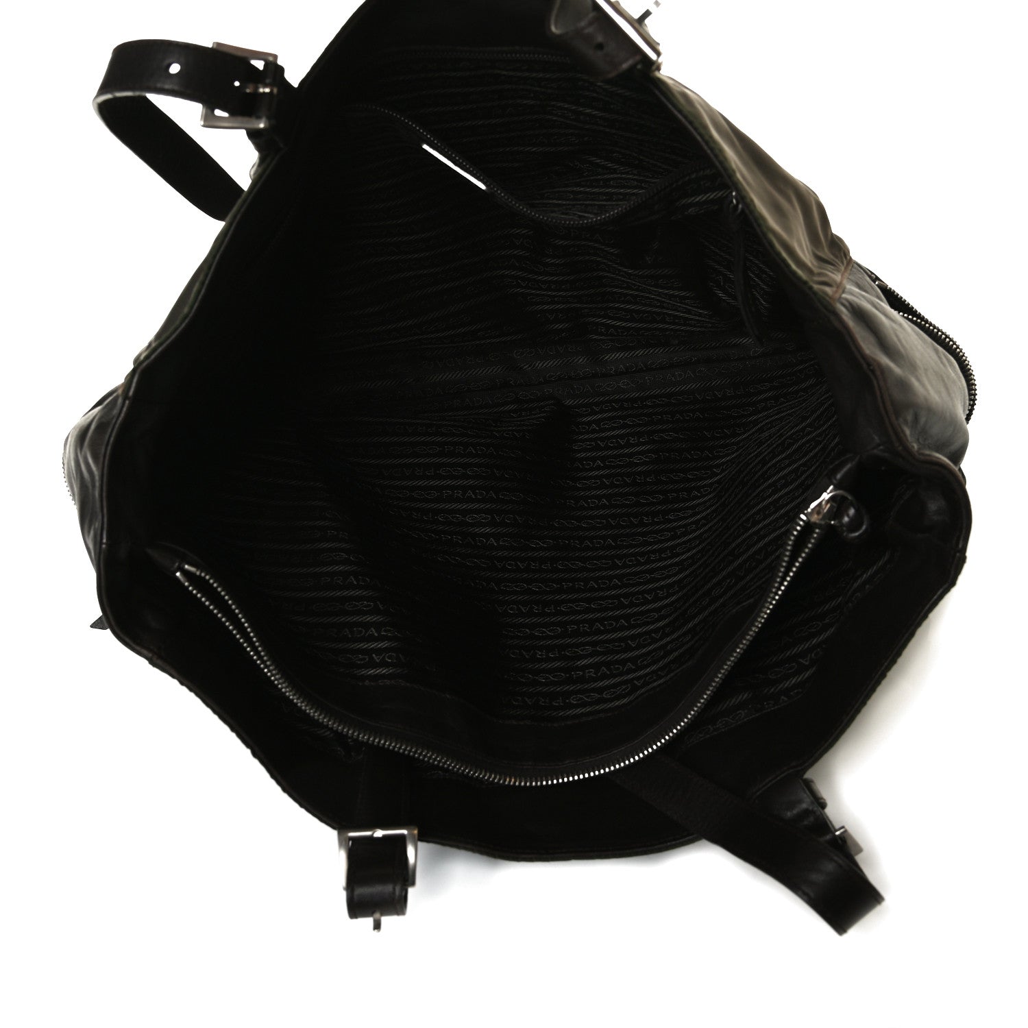 Prada Tessuto Nylon Soft Calfskin Tote Dark Brown 4 of 21