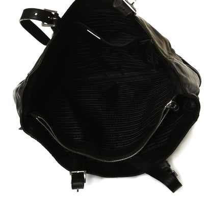 Prada Tessuto Nylon Soft Calfskin Tote Dark Brown 4 of 21
