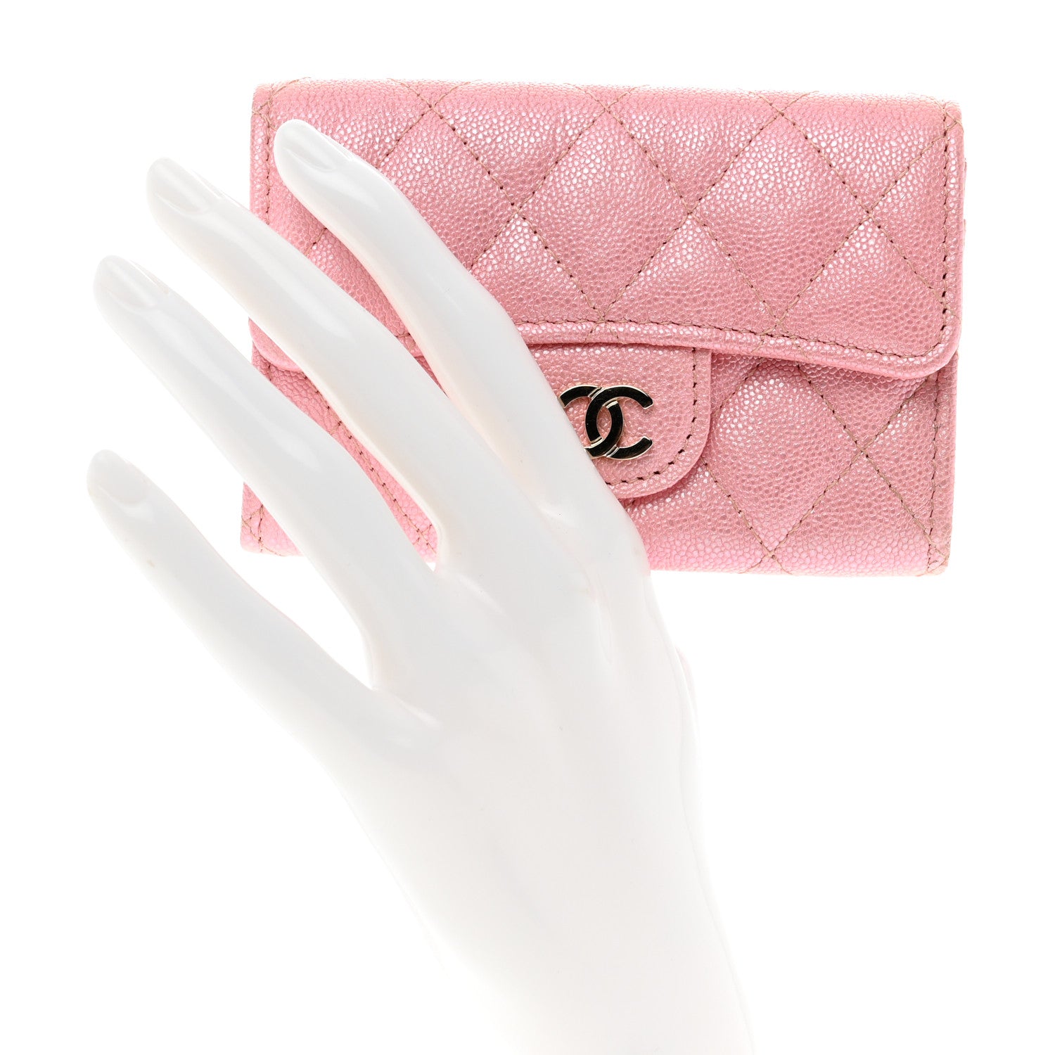 Chanel Iridescent Caviar Quilted Flap Card Holder Rose Pink 2 of 9