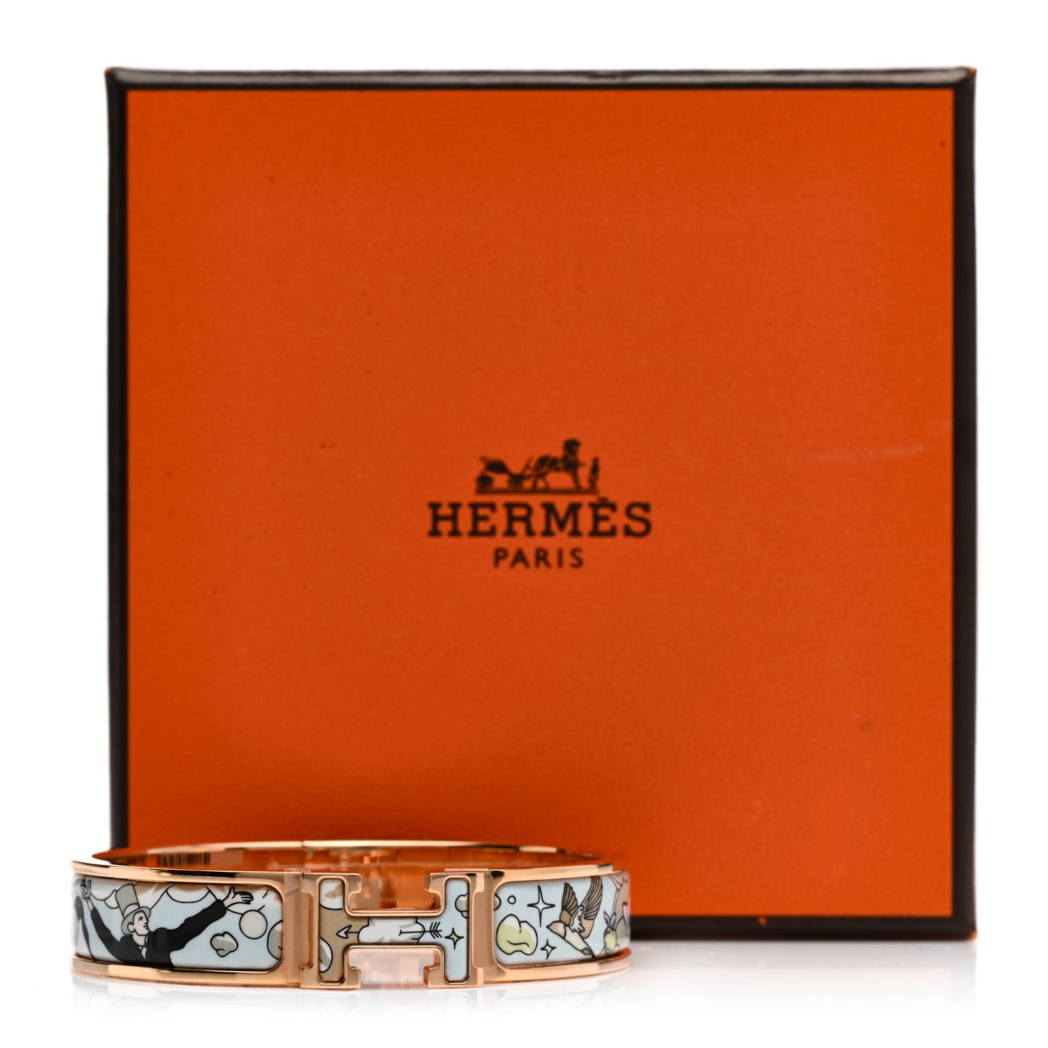 Hermes Enamel Narrow Print Dans Les Nuages Clic Clac H Bracelet PM Songe Pastel 5 of 5