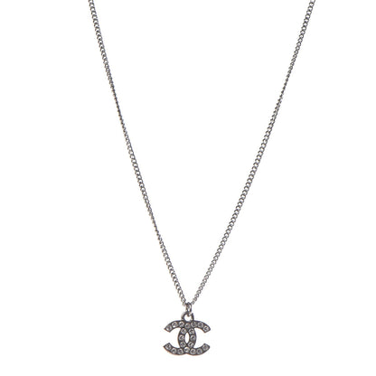 Chanel Crystal CC Necklace Silver 1 of 7