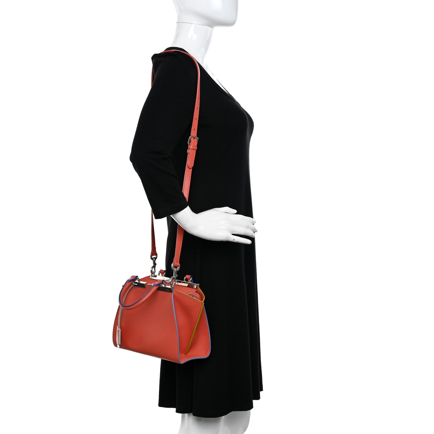 Fendi Vitello Dolce Mini 3jours Tote Rosso Pimento 2 of 13