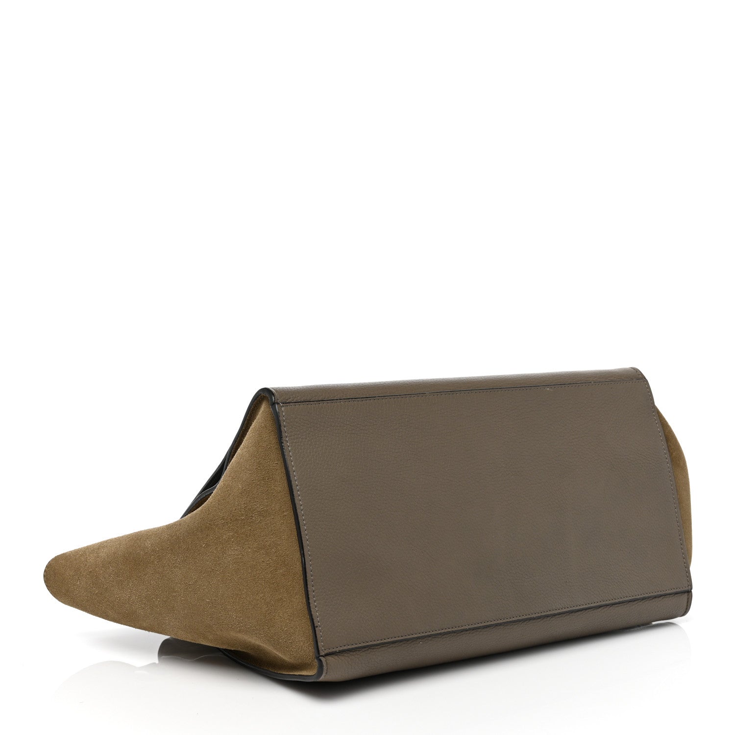 Celine Drummed Calfskin Suede Medium Trapeze Souris 4 of 11