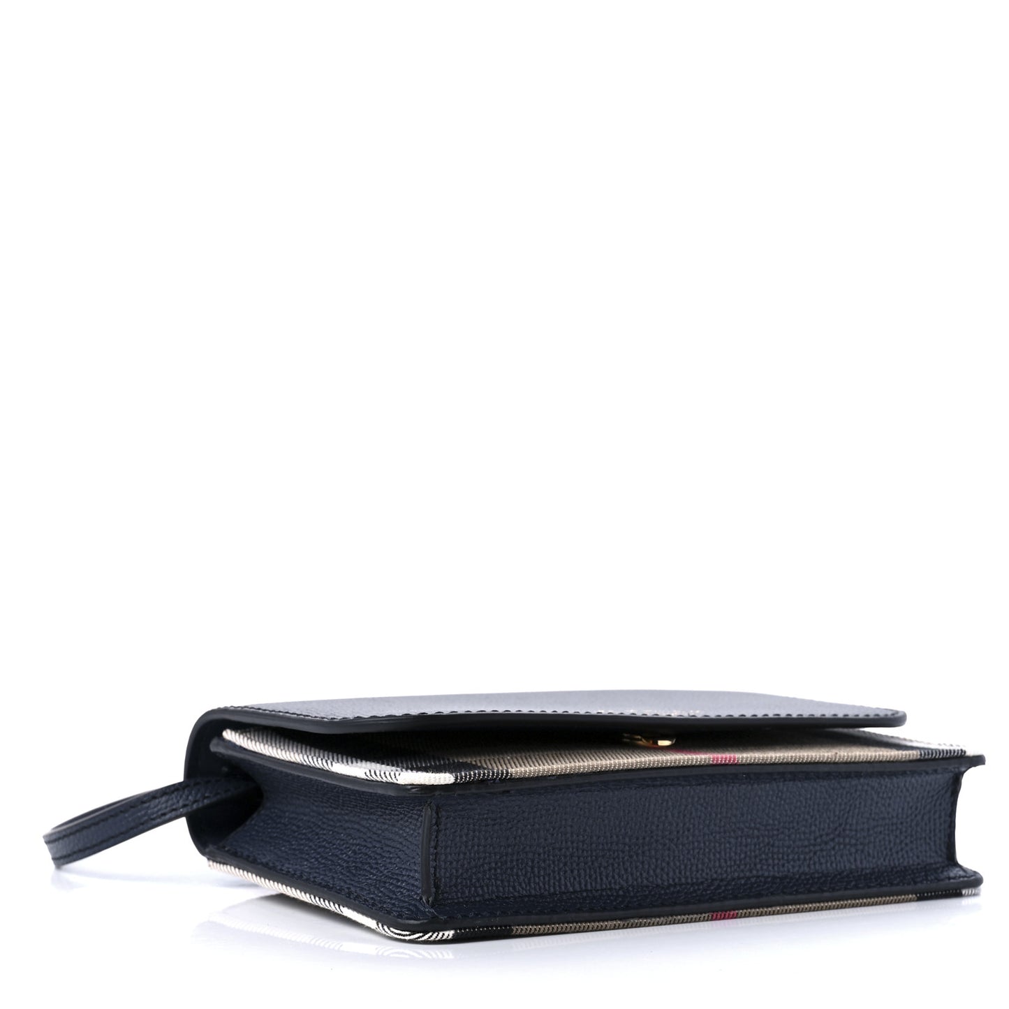 Grained Calfskin House Check Tartan Mix Hampshire Wallet On Chain Navy