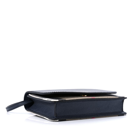 Burberry Grained Calfskin House Check Tartan Mix Hampshire Wallet On Chain Navy 4 of 9