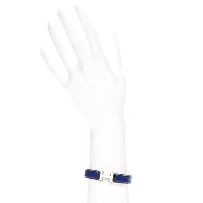 Hermes Narrow Enamel Clic Clac H Bracelet PM Indigo White 2 of 5