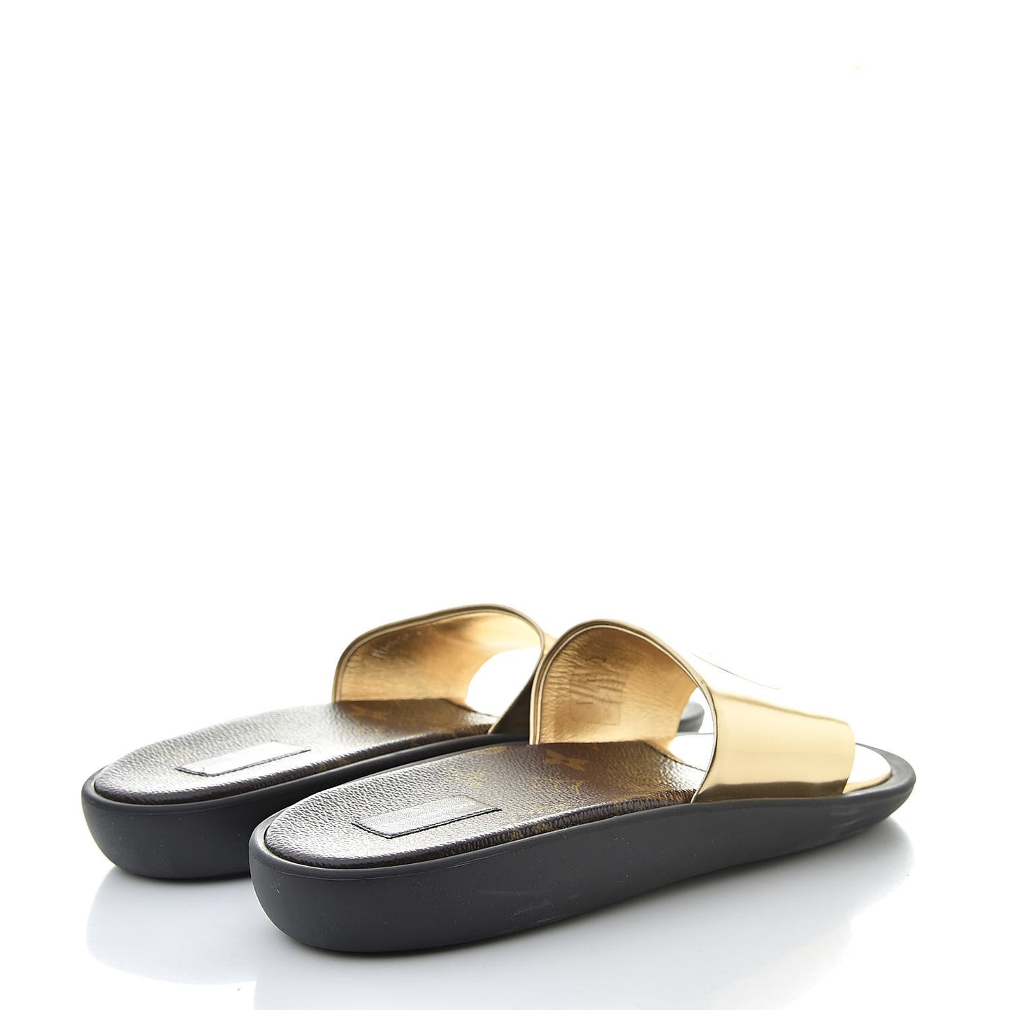 Metallic Calfskin Sunbath Slide Sandals 36 Gold