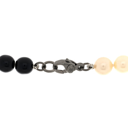 Chanel Ruthenium Pearl Beaded Enamel CC Long Necklace White Black 4 of 4