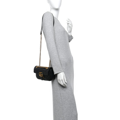 Gucci Calfskin Matelasse Mini GG Marmont Shoulder Bag Black 2 of 10