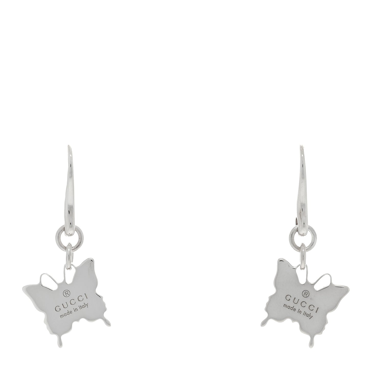 Sterling Silver Trademark Butterfly Drop Earrings