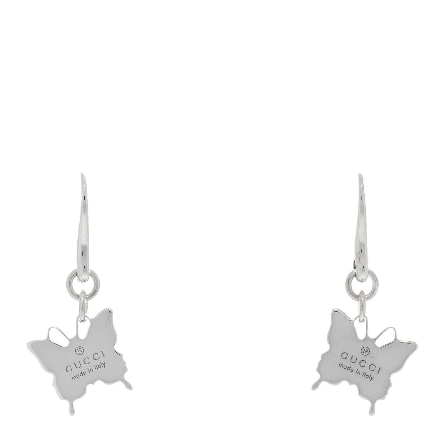Gucci Sterling Silver Trademark Butterfly Drop Earrings 1 of 4
